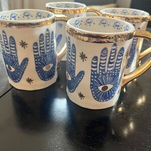 Gold and Blue Anthropologie Mugs